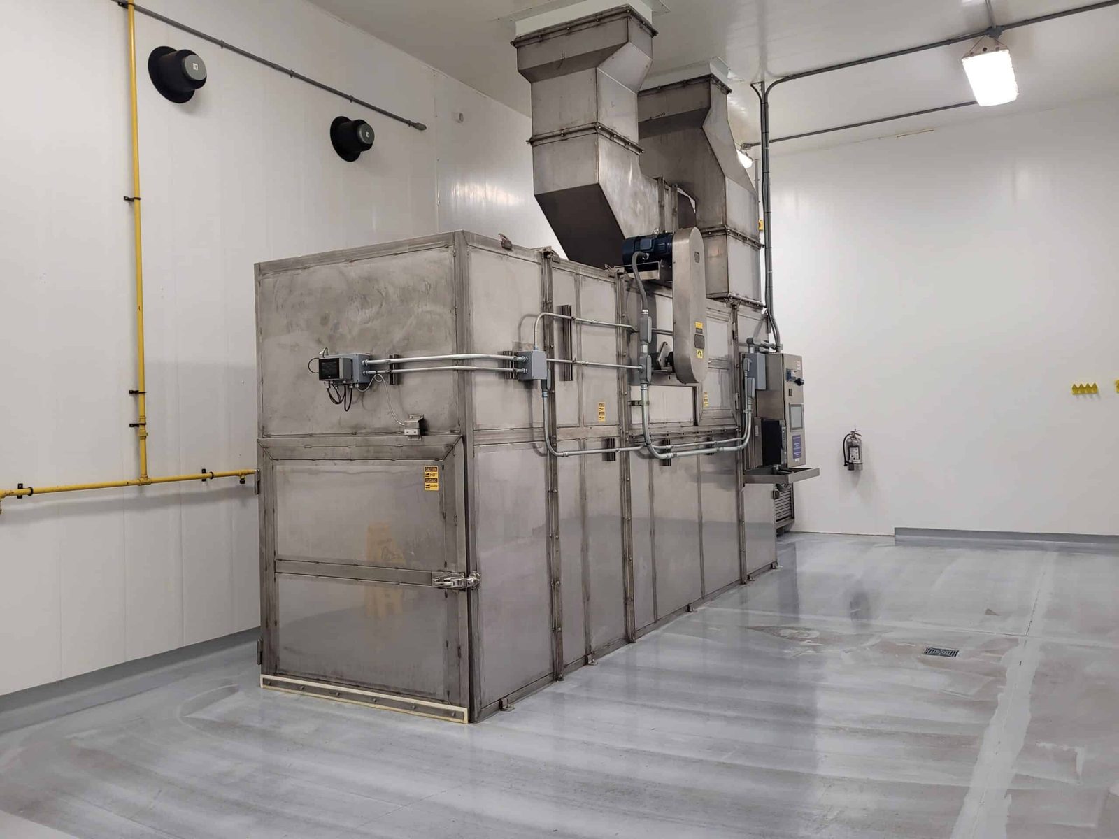 The tunnel dehydrator in the processing room at Entomo Farms