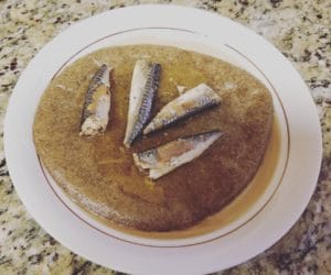 patty made with cricket powder and topped with sardines